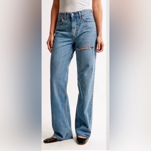 Abercrombie & Fitch The Loose High Rise Straight Leg Jeans Size 27/4 Long - Picture 11 of 11